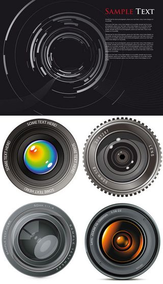 黑色相机镜头矢量素材
