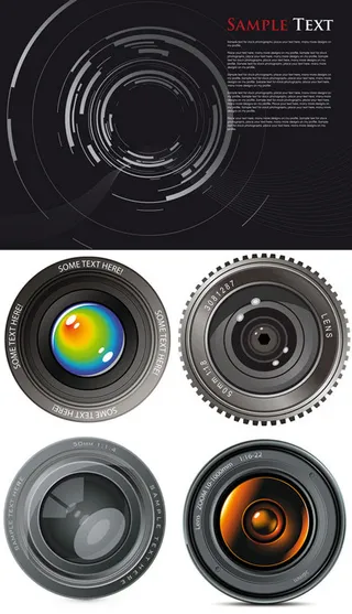 黑色相机镜头矢量素材
