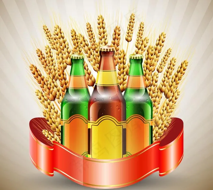 麦穗啤酒矢量素材图片eps,ai矢量模版下载