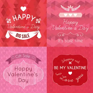 方形情人节贺卡矢量素材