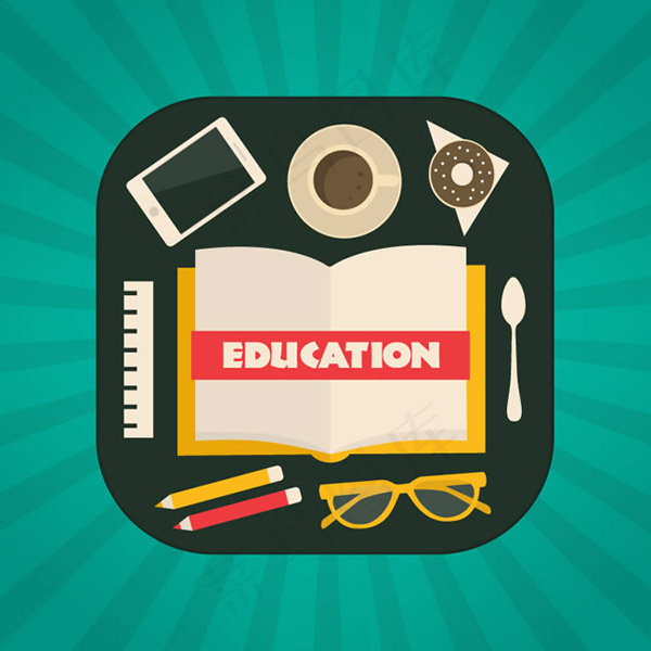 卡通教育元素插画矢量素材下载