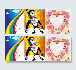 彩虹猩猩心形矢量素材