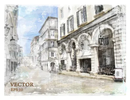 水彩画欧洲印象