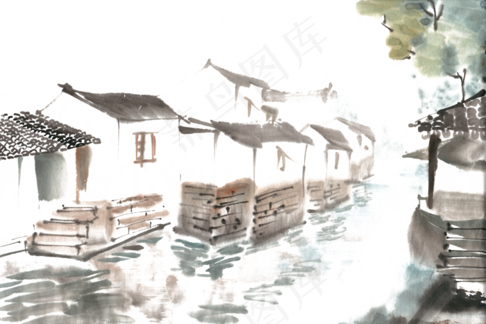 水乡景色水墨画PNG免抠素材水乡景色水墨画PNG免抠素材(6000X3999(DPI:300))psd模版下载