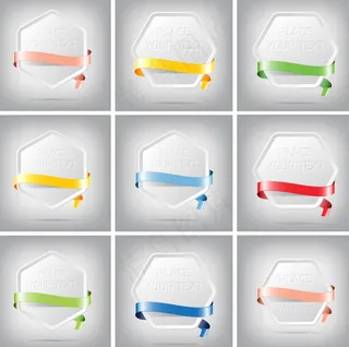 六边形彩带标签