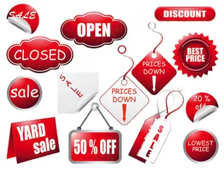 桌卡吊卡标签贴纸矢量素材