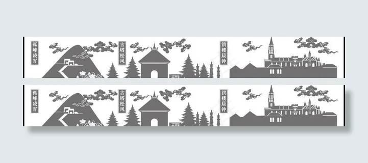 历城八景浮雕之孤峰凌霄古塔松风洪楼...