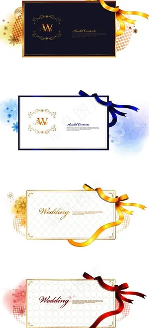 几个带婚礼请柬模板矢量素材