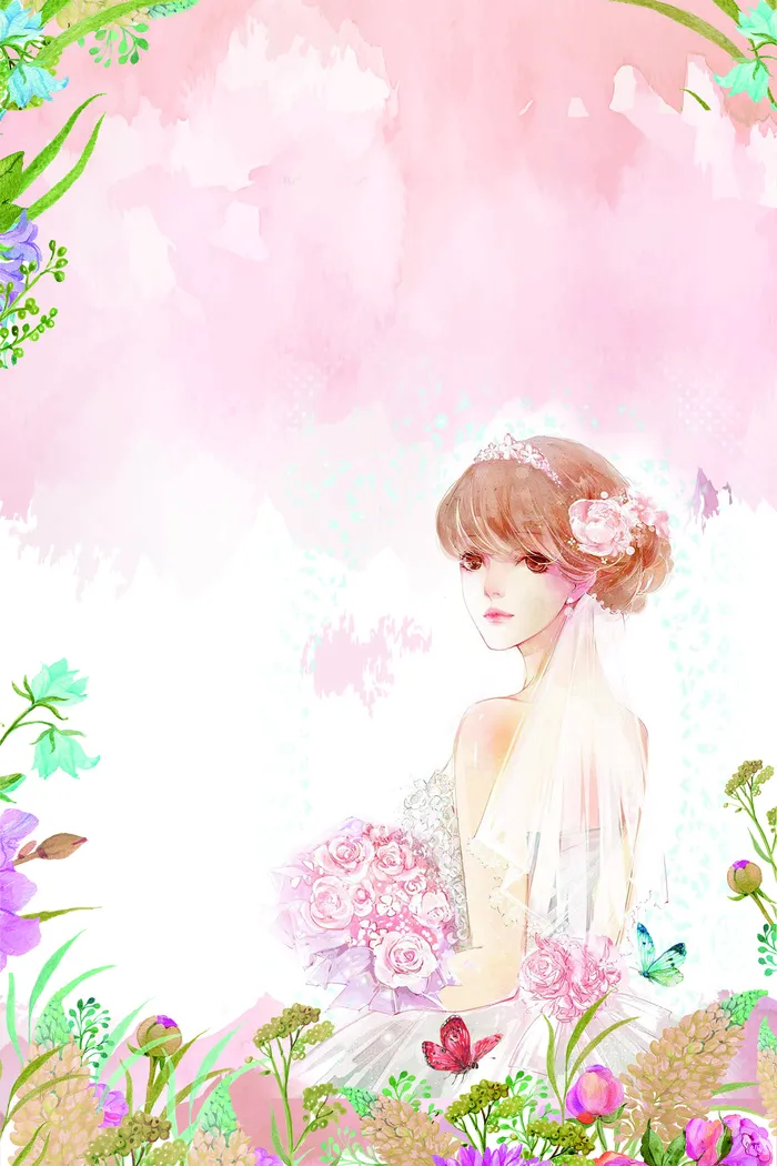 38妇女节手绘小清新促销海报背景
