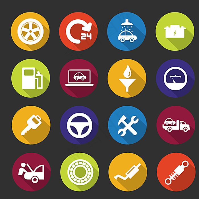 圆形汽车维修 图标图片