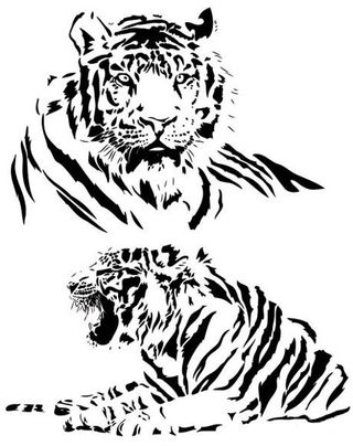 黑色和白色老虎矢量
