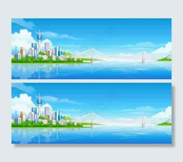 城市风光 跨海大桥 矢量图(背景)... 城市风光 跨海大桥 矢量图(背景)...