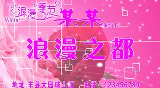 名片 玫瑰花 婚庆 浪漫 雪花 机...