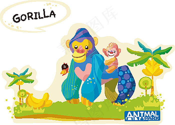 背着小猩猩的大猩猩