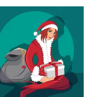 处女和圣诞服装矢量04