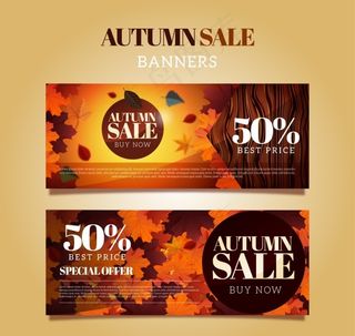 矢量图秋季打折宣传海报促销优惠券模板