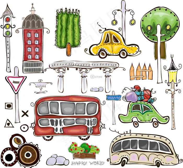 卡通手绘图案矢量ai矢量模版下载