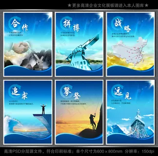 全套企业文化展板海报PSD下载
