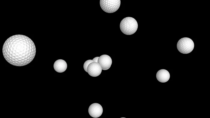 透明的飞行golfballs al...