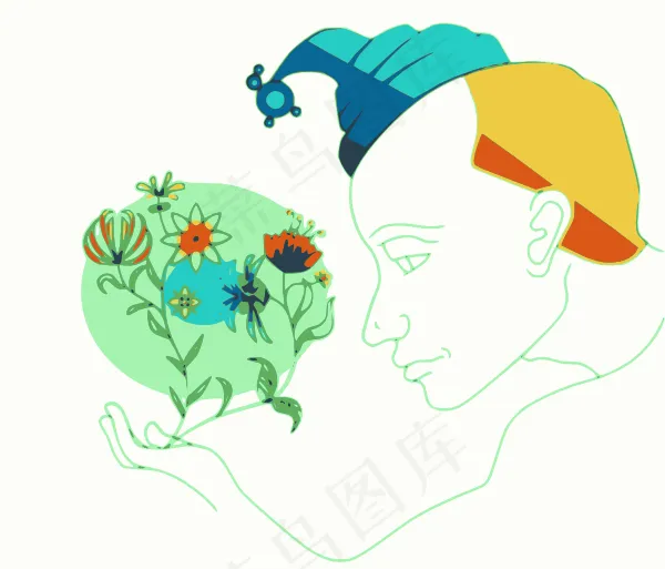 保持颜色的花剪贴画