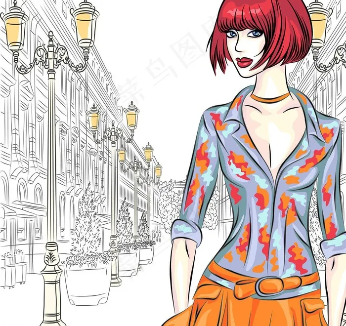 时尚美女图片eps,ai矢量模版下载