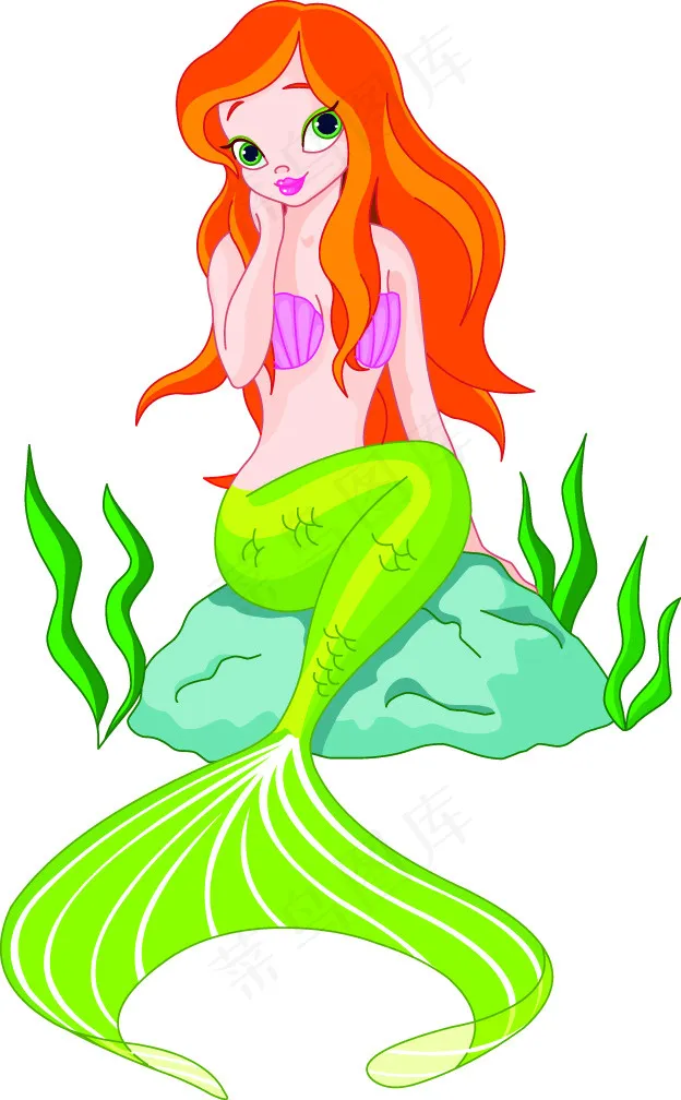 01矢量卡通美人鱼eps,ai矢量模版下载