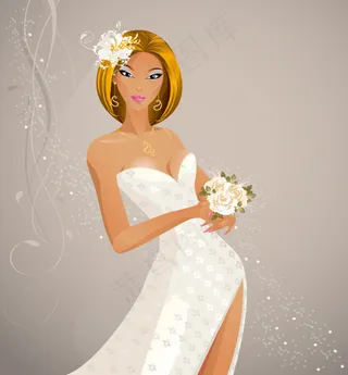 精美线稿婚礼背景矢量图