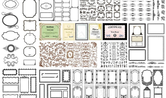 欧式花纹边框合集图片ai矢量模版下载