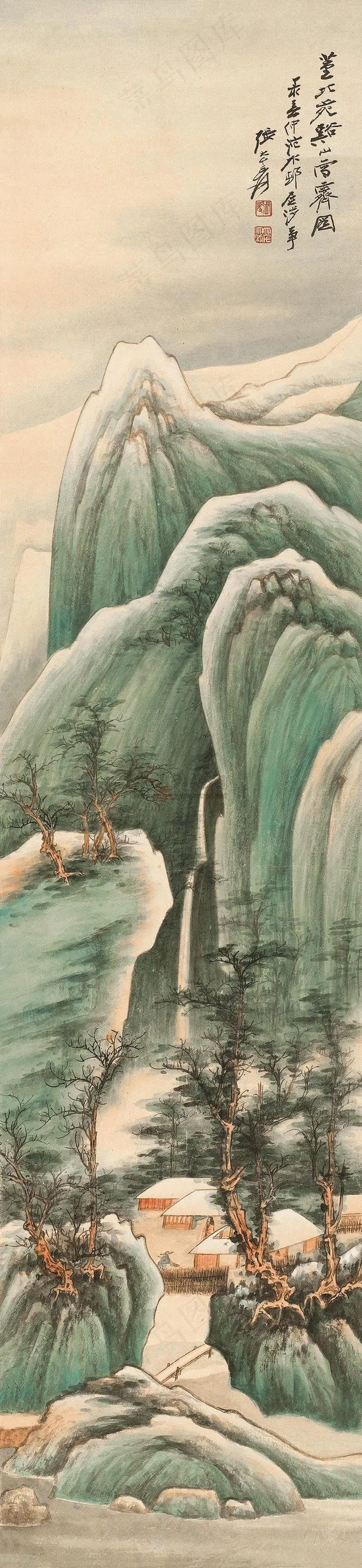 仿董北苑溪山雪霁图