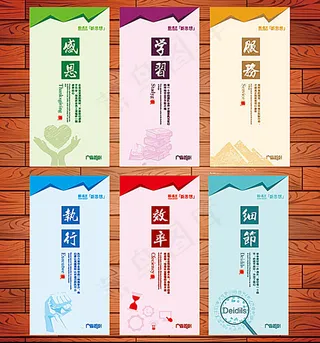 简洁大气企业文化标语展板挂画模板