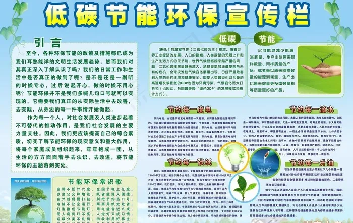 中学环保节能宣传栏图片cdr矢量模版下载