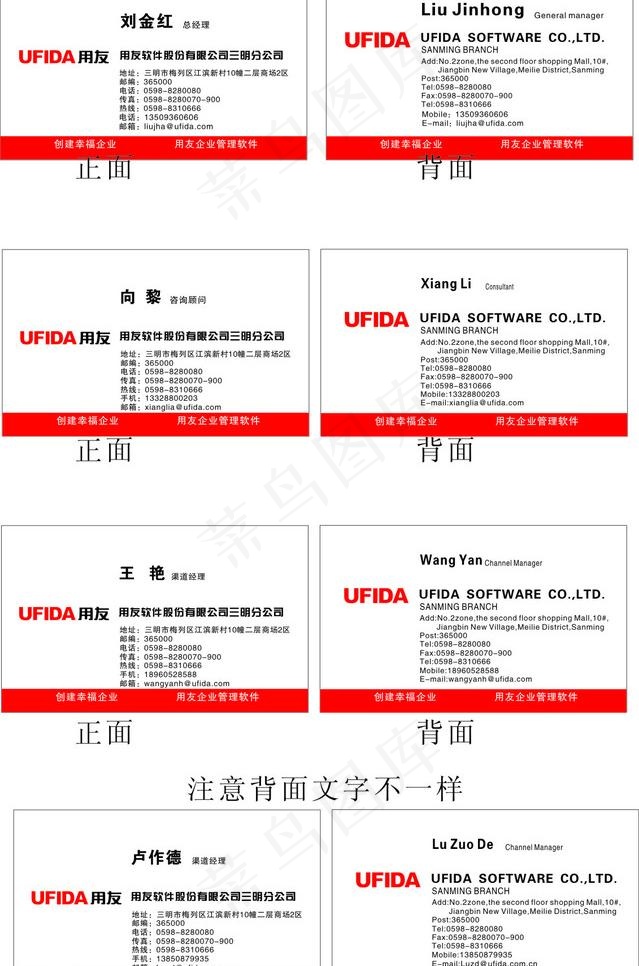 用友软件名片图片cdr矢量模版下载