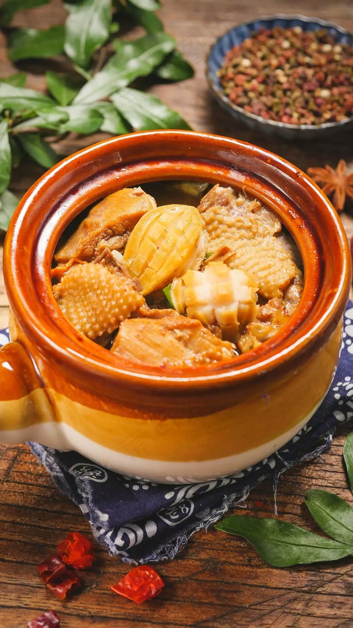 鸡肉煲高清摄影图片