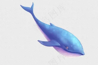 卡通手绘插画蓝色鲸鱼免扣PNG素材