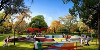 城市公园风光效果图图片