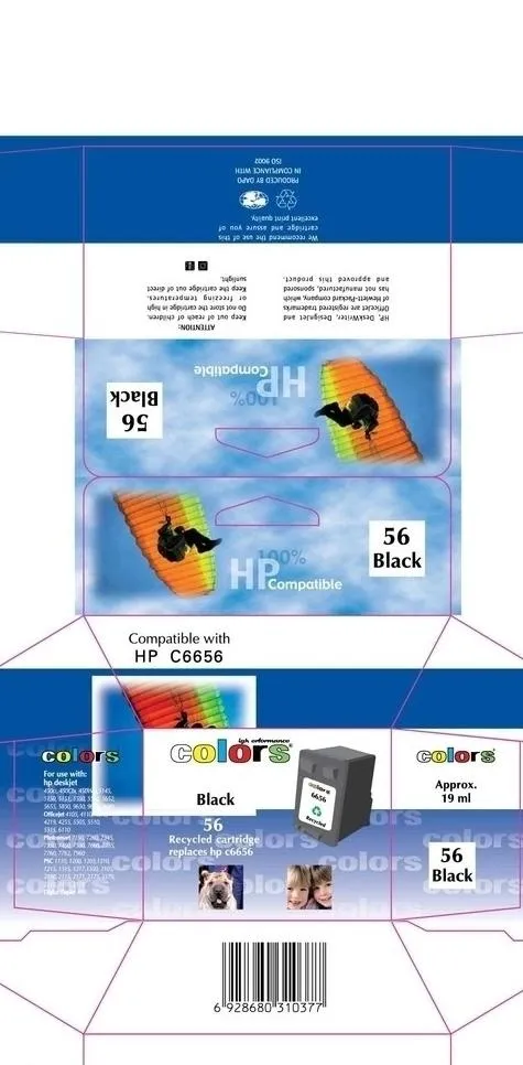 惠普C6656墨盒彩盒eps,ai矢量模版下载