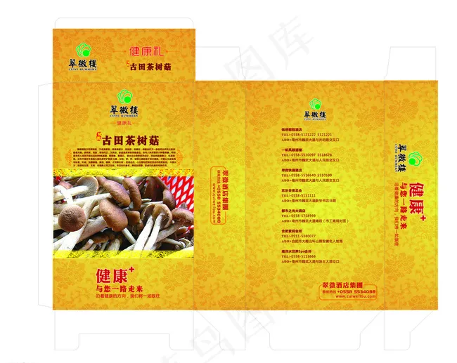 古田茶树菇 盒子包装图片ai矢量模版下载