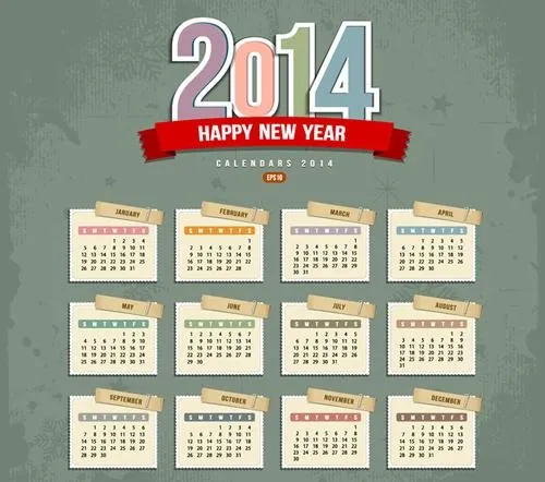 2014年日历矢量ai矢量模版下载