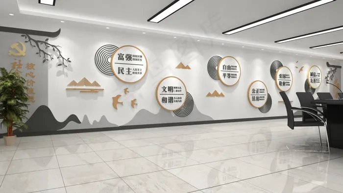 党建文化墙cdr矢量模版下载