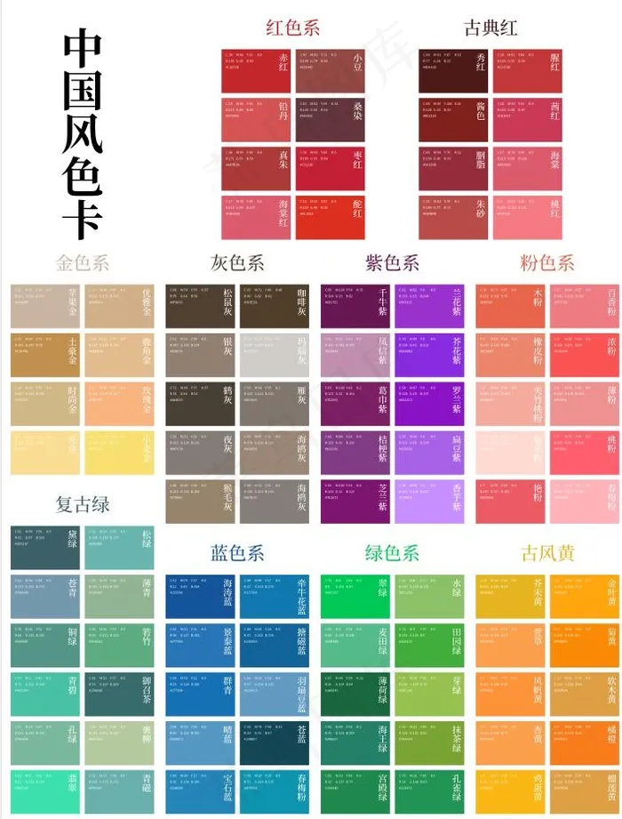 中国风色卡ai矢量模版下载