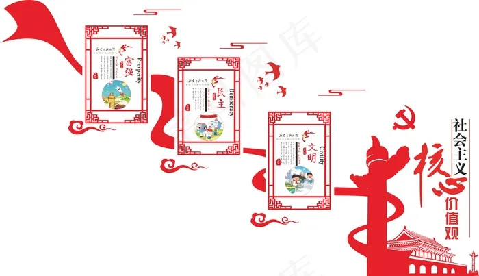 楼梯廉政文化墙图片cdr矢量模版下载