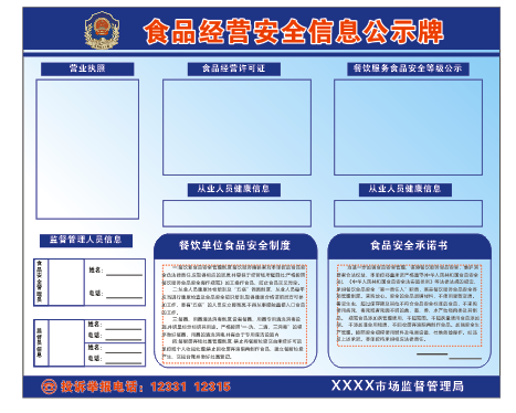 食品公示栏1cdr矢量模版下载