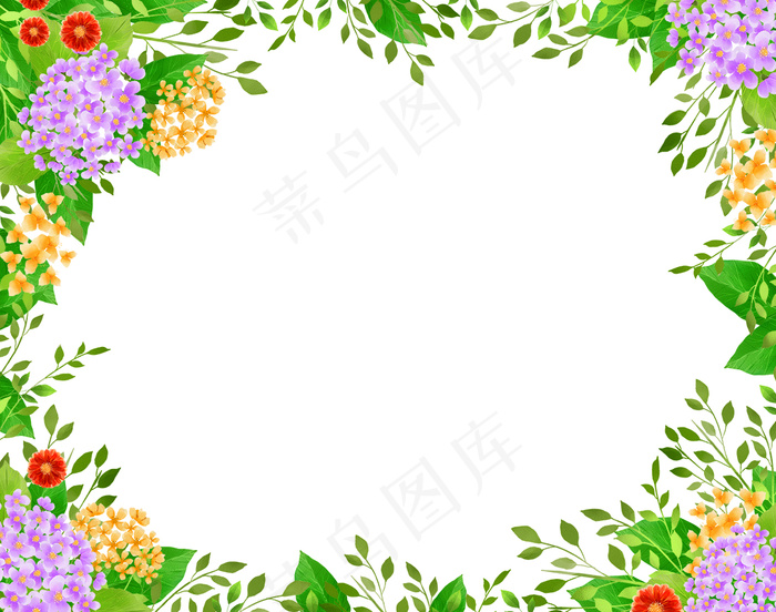 鲜花绿叶边框