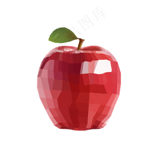 红色多边形苹果免扣元素