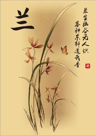 兰花 幽兰 手绘兰花 装饰 灯片 数码