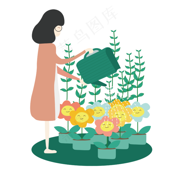 简约清新手绘风教师节浇水元素