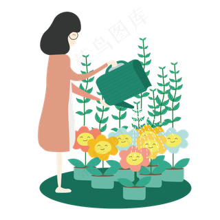 简约清新手绘风教师节浇水元素