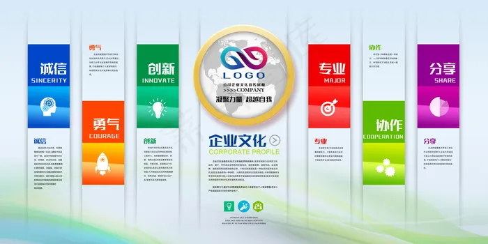 公司文化墙公司展板背景psd模版下载