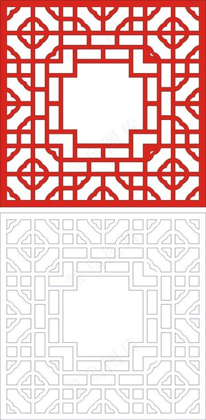 矢量镂空花纹边框底纹中式