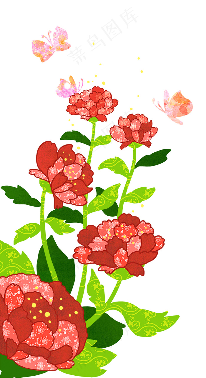 红色鲜花 蝴蝶psd模版下载